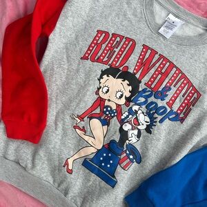 Betty Boop Red and Gray Graphic Sweatshirt